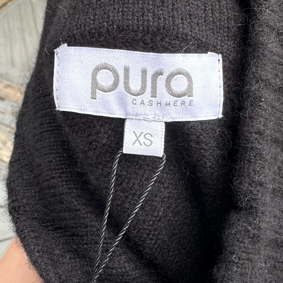 Pura Black 100% Cashmere Zip-Up Sweater XS Long Sleeve Tunic Length Cardigan - Picture 6 of 8